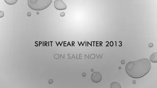 Spirit wear winter 2013