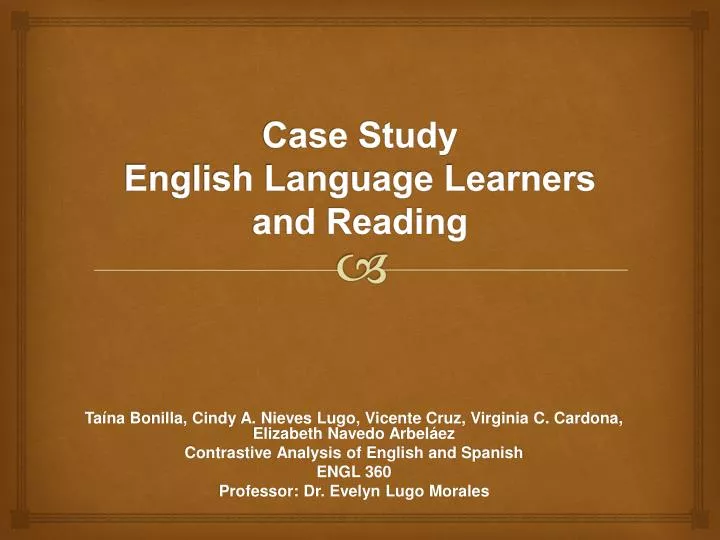 case study english language learners and reading