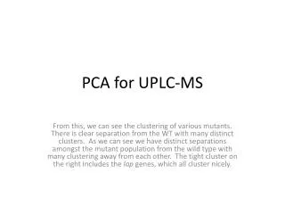 PCA for UPLC-MS