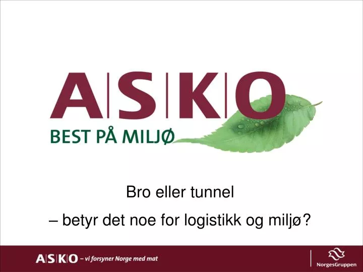 bro eller tunnel betyr det noe for logistikk og milj