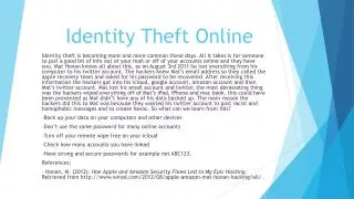 Identity Theft Online