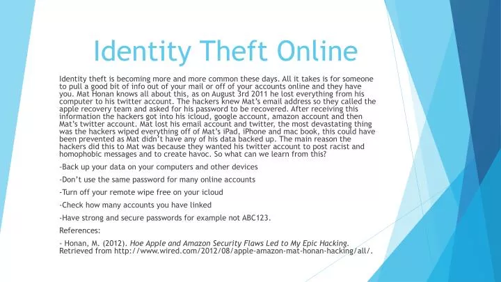 identity theft online