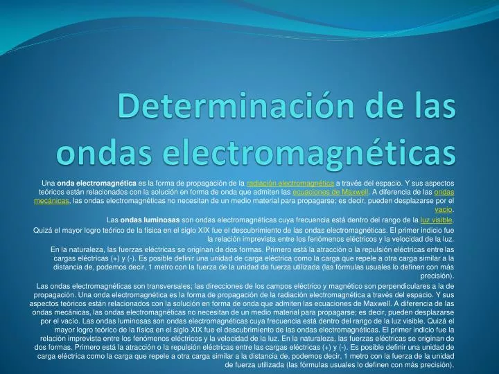 determinaci n de las ondas electromagn ticas