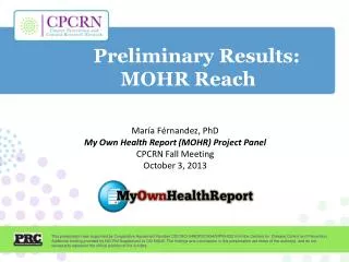 Preliminary Results: MOHR Reach