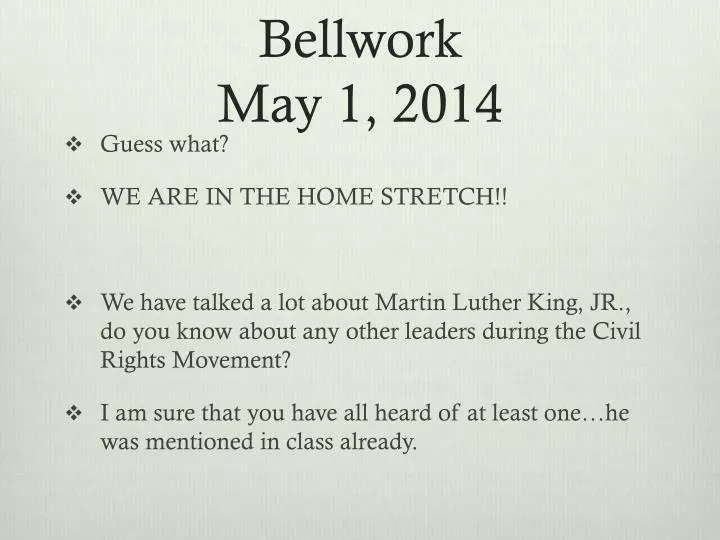 bellwork may 1 2014