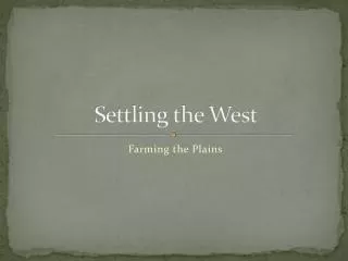 Settling the West