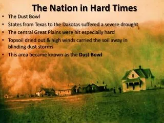 The Dust Bowl States from Texas to the Dakotas suffered a severe drought
