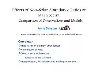 Effects of Non-Solar Abundance Ratios on Star Spectra: Comparison of Observations and Models.