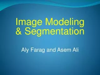 Image Modeling &amp; Segmentation