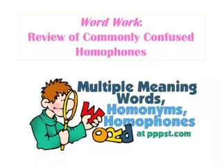 Word Work : Review of Commonly Confused Homophones