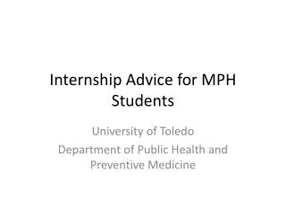 Internship Advice for MPH Students