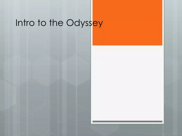 intro to the odyssey
