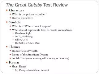 The Great Gatsby Test Review