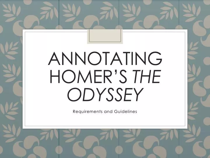 annotating homer s the odyssey