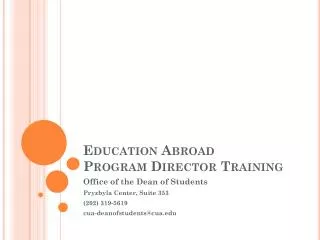 Education Abroad Program Director Training