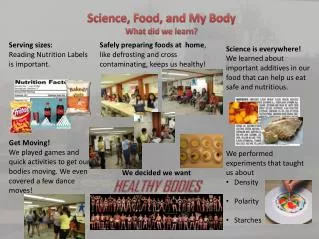 Science, Food, and My Body What did we learn?