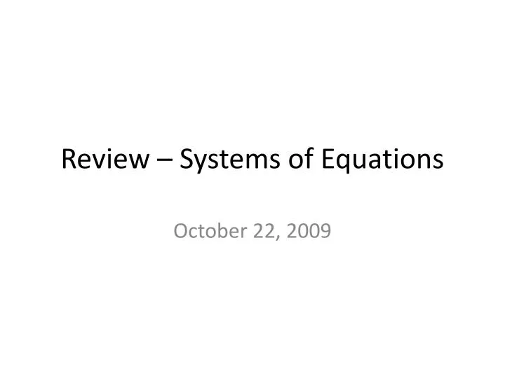 review systems of equations