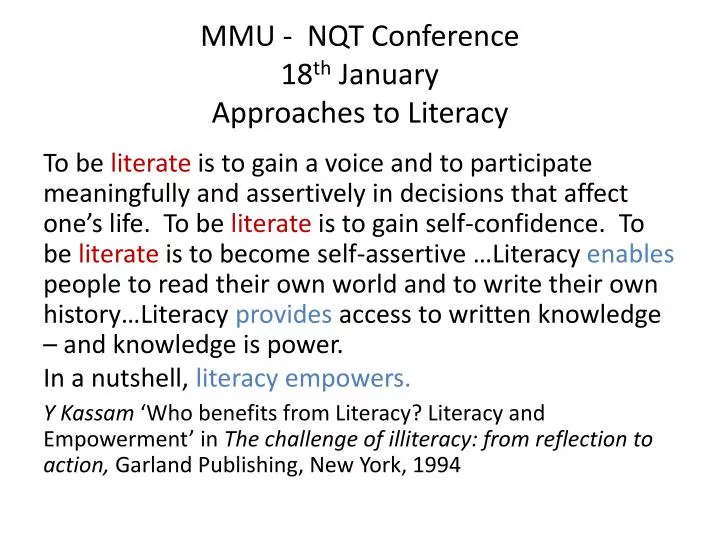 mmu nqt conference 1 8 th january approaches to literacy