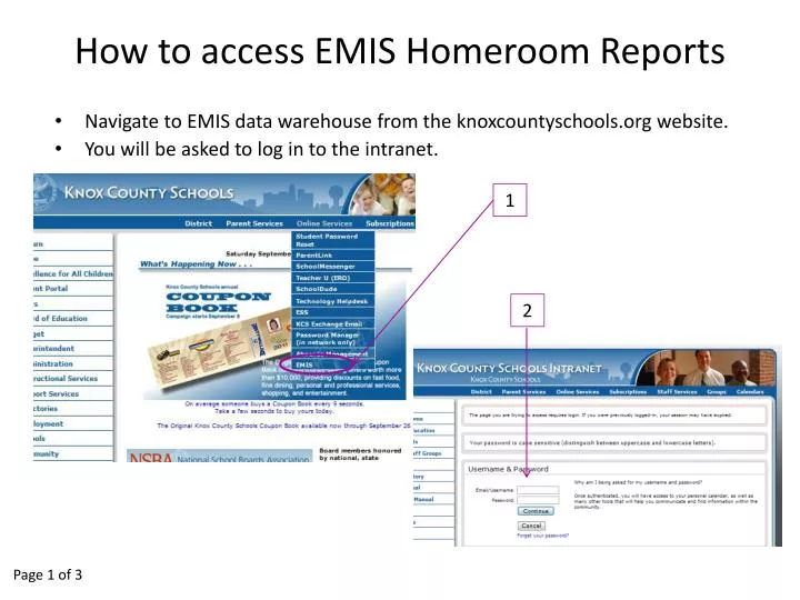 how to access emis homeroom reports