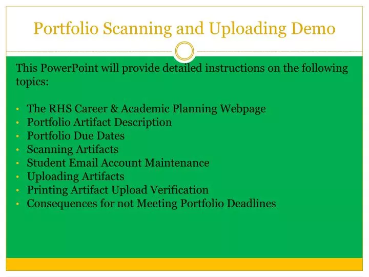 portfolio scanning and uploading demo