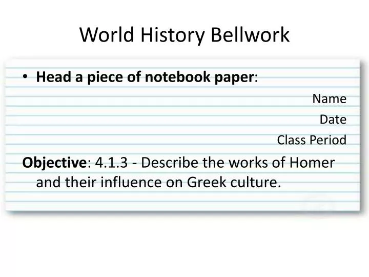 world history bellwork