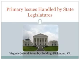 Primary Issues Handled by State Legislatures