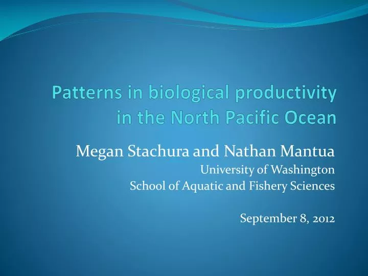 patterns in biological productivity in the north pacific ocean