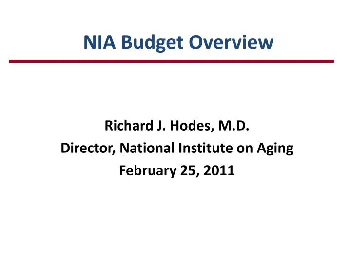 nia budget overview