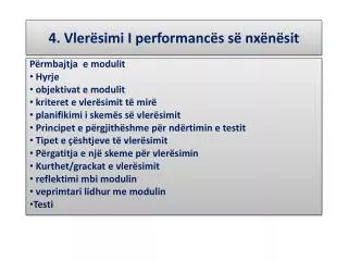 4. Vlerësimi I performancës së nxënësit