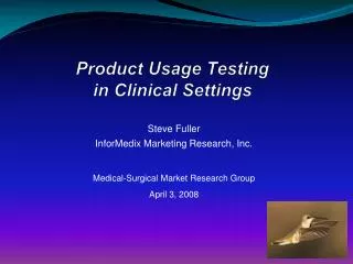 Product Usage Testing in Clinical Settings