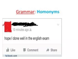 Grammar : Homonyms