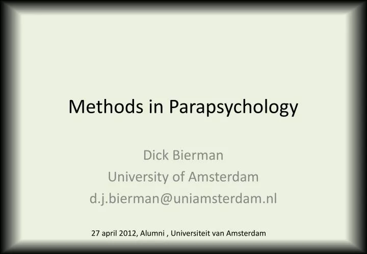 methods in parapsychology