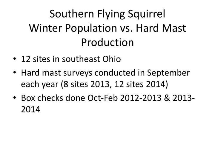 southern flying squirrel winter population vs hard mast production