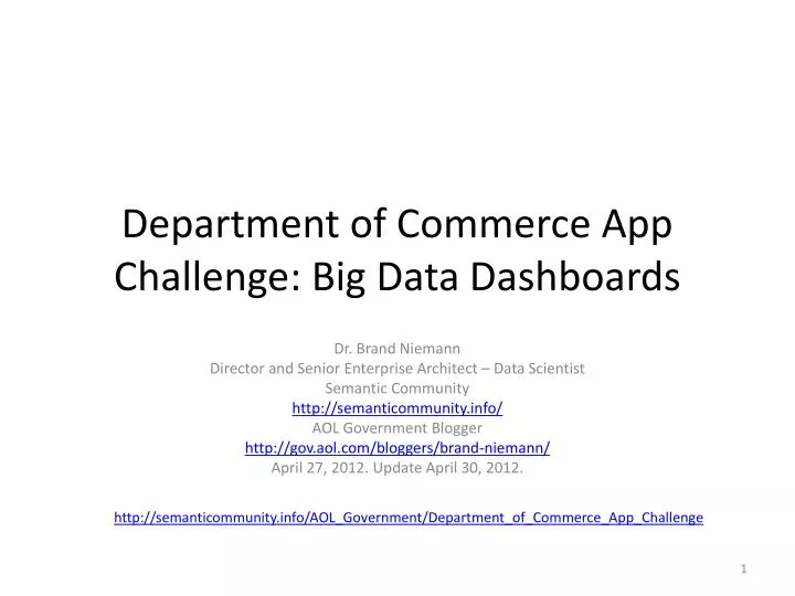 department of commerce app challenge big data dashboards
