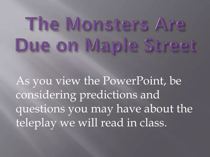 the monsters are due on maple street