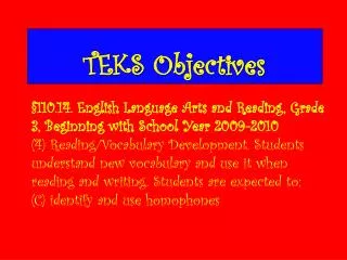 TEKS Objectives