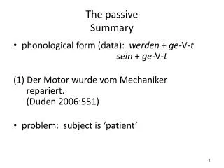 The passive Summary