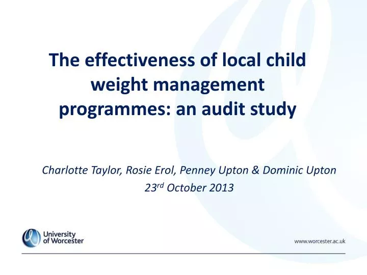 the effectiveness of local child weight management programmes an audit study