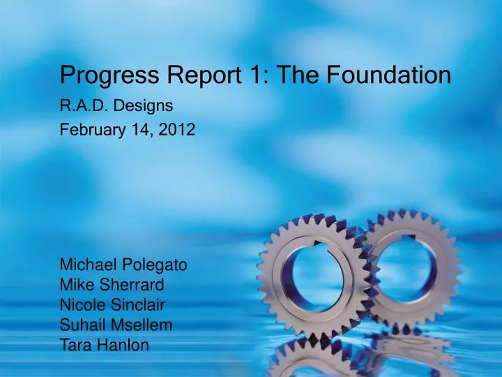 progress report 1 the foundation