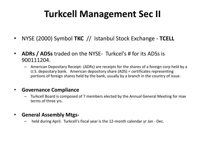 turkcell management sec ii