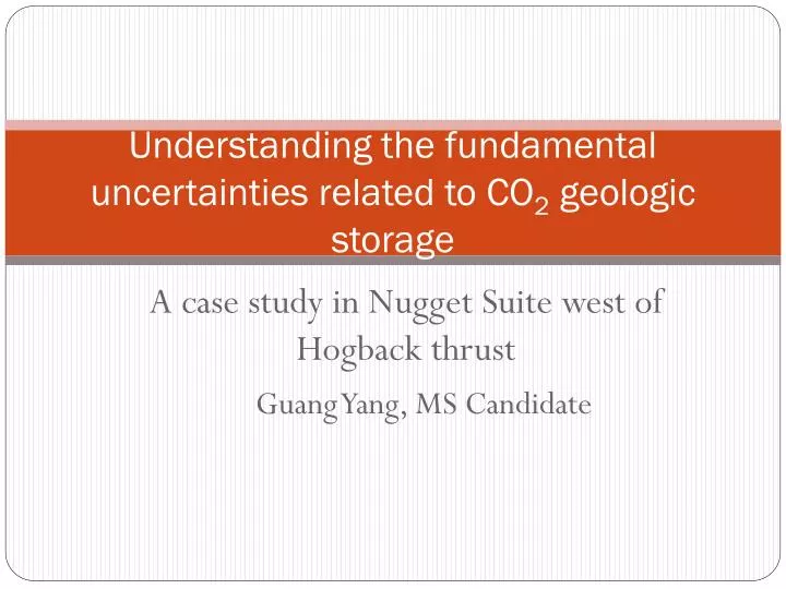 understanding the fundamental uncertainties related to co 2 geologic storage