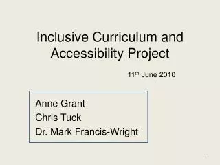 Inclusive Curriculum and Accessibility Project