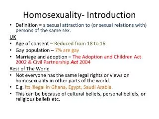 Homosexuality- Introduction