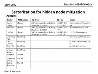Sectorization for hidden node mitigation