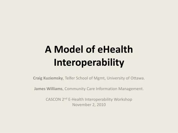 a model of ehealth interoperability
