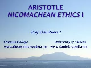 Aristotle Nicomachean Ethics I