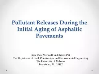 Pollutant Releases During the Initial Aging of Asphaltic Pavements