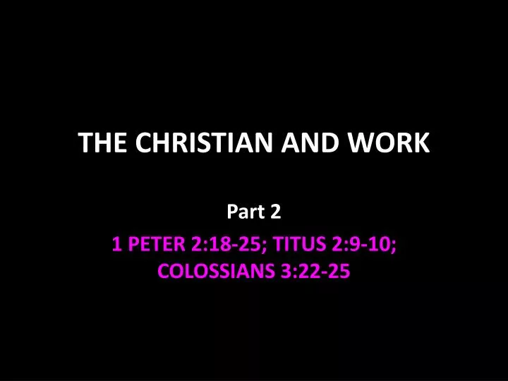 the christian and work