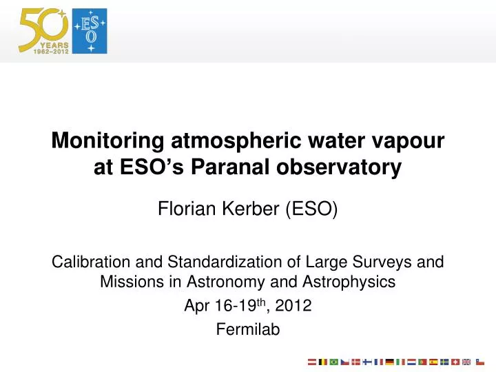 monitoring atmospheric water vapour at eso s paranal observatory