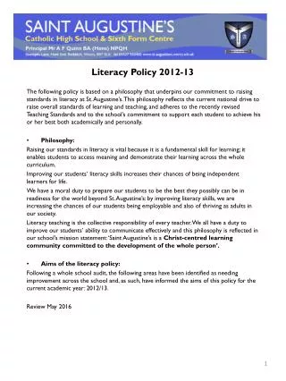 Literacy Policy 2012-13
